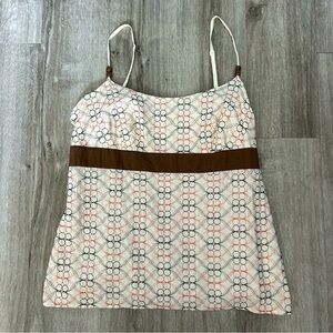Vintage LOFT Y2K Cotton Tanktop Coastal Beach Babydoll Beaded Tropical Size 12